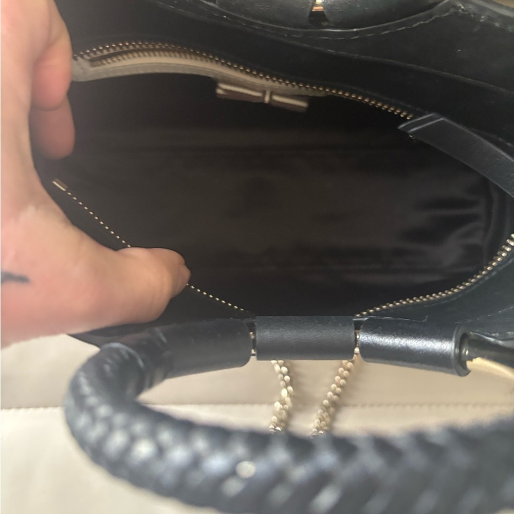 henri bendel Black Leather Ring-Handle Satchel with Gold Hardware - Picture 8 of 14